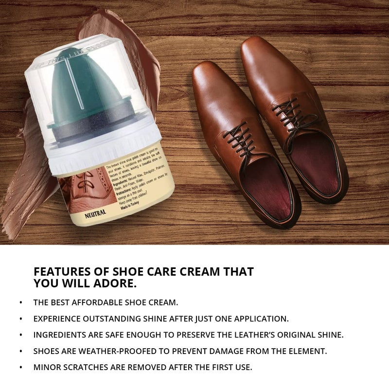 WBM W Shoe Care Shoe Cream with Sponge Applicator, Protects Leather from Scuffs and Scratches, Best for All Kind of Leather Surfaces, Professional Shine with Black, Brown & Neutral - Image 4